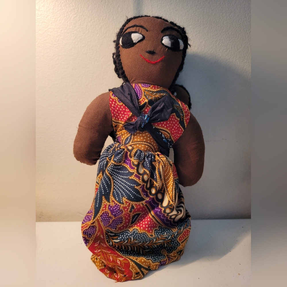 Handmaid Colourful Fabric Mama Doll And Baby